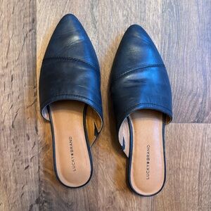 Lucky Brand Black Leather Mules